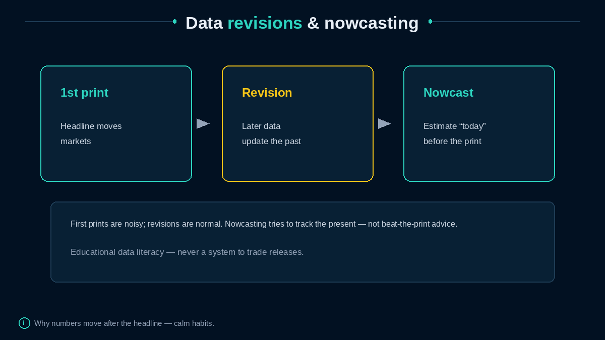 First print to revision to nowcast teaching flow