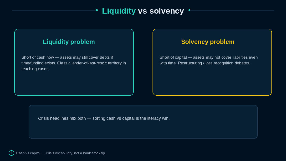 Liquidity problem vs solvency problem teaching cards